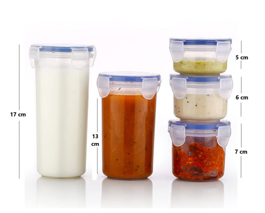 DNkitch 5 Piece Set Plastic Airtight Liquid Storage Container For Kitchen  Spill & Leakproof Juice Bottle