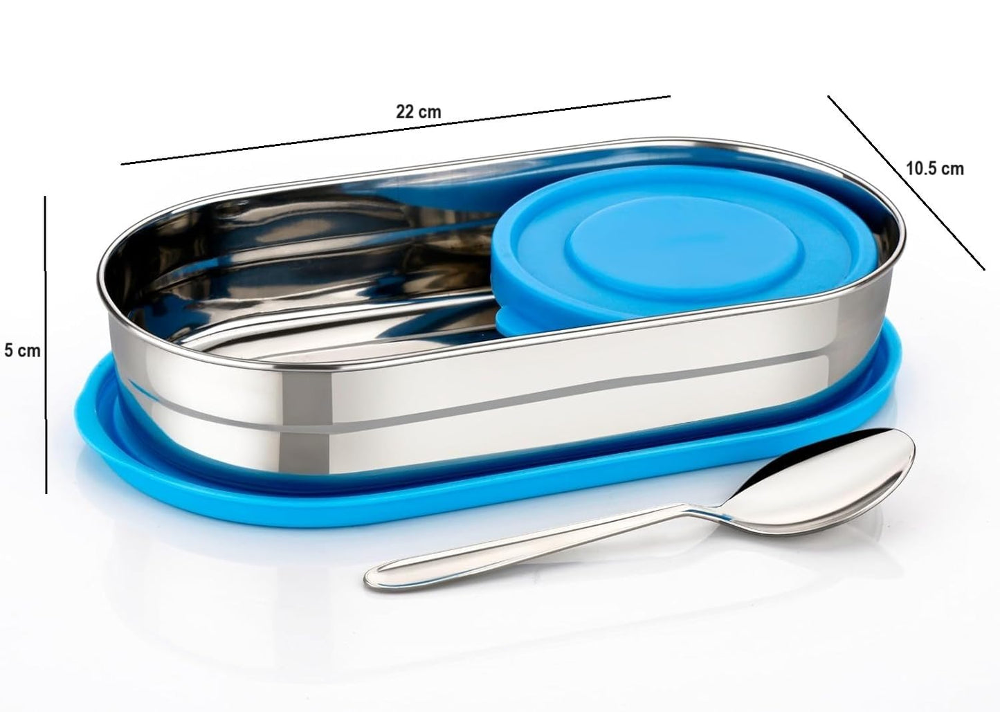 DNkitch 2 Pcs Compact Stainless Steel Tiffin Box for Adults & Kids (Red & Blue)