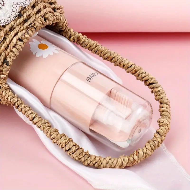 DNkitch Portable Travel 6-in-1 Toiletry Kit with Toothbrush, Toothpaste Space, Mouthwash Cup, Mirror, Comb & Towel Holder