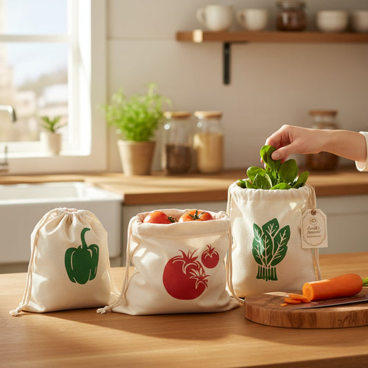 12 Pcs Cotton Vegetables Storage Bags Produce Bags for Grocery, Vegetables & Fruits Storage Bags for Fridge